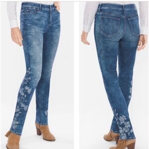 Chico’s Floral Embroidered High Rise Jeggings 6